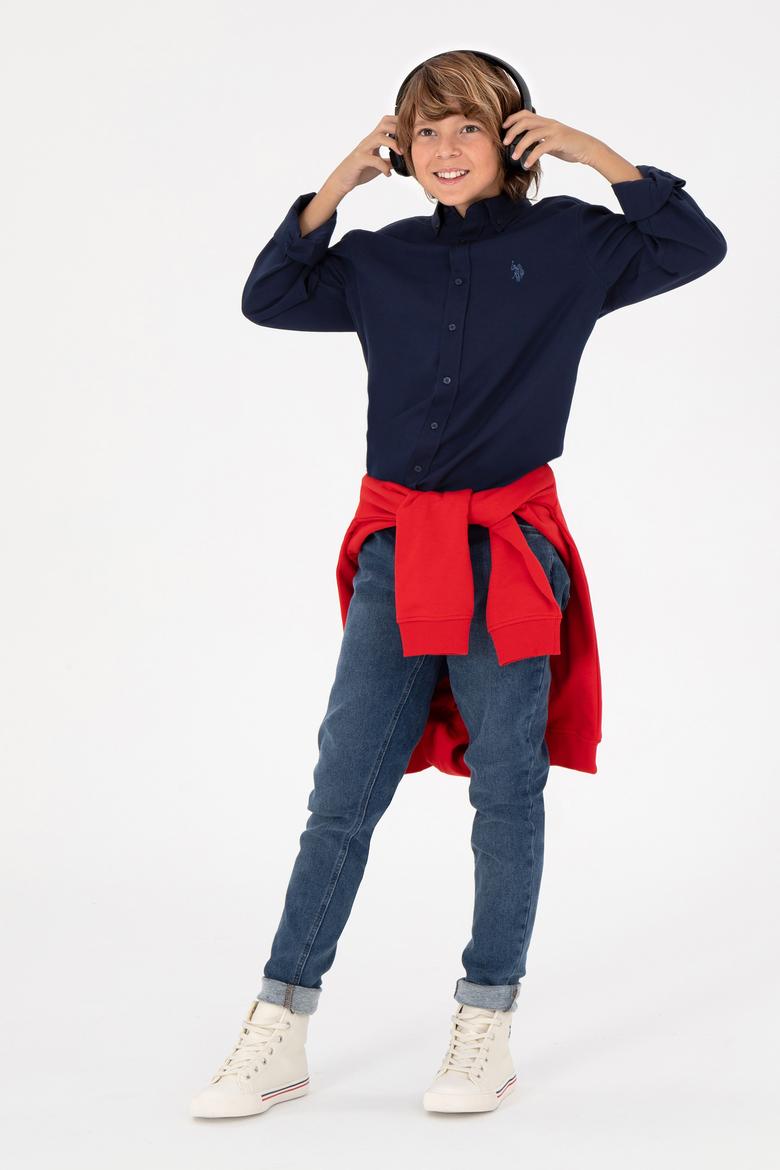 Erkek Çocuk Lacivert Uzun Kollu Basic Gömlek - 50297377038