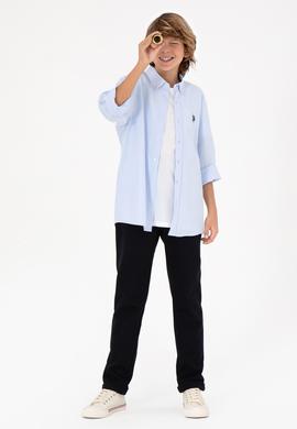 Erkek Çocuk Açık Mavi Uzun Kollu Basic Gömlek - 50297377003