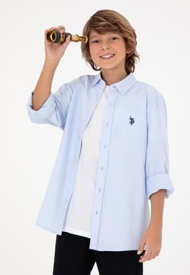 Erkek Çocuk Açık Mavi Uzun Kollu Basic Gömlek - 50297377003