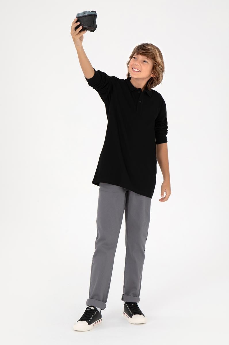 Erkek Çocuk Gri Kanvas Pantolon