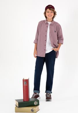 Erkek Çocuk Bordo Uzun Kollu Basic Gömlek - 50297377027
