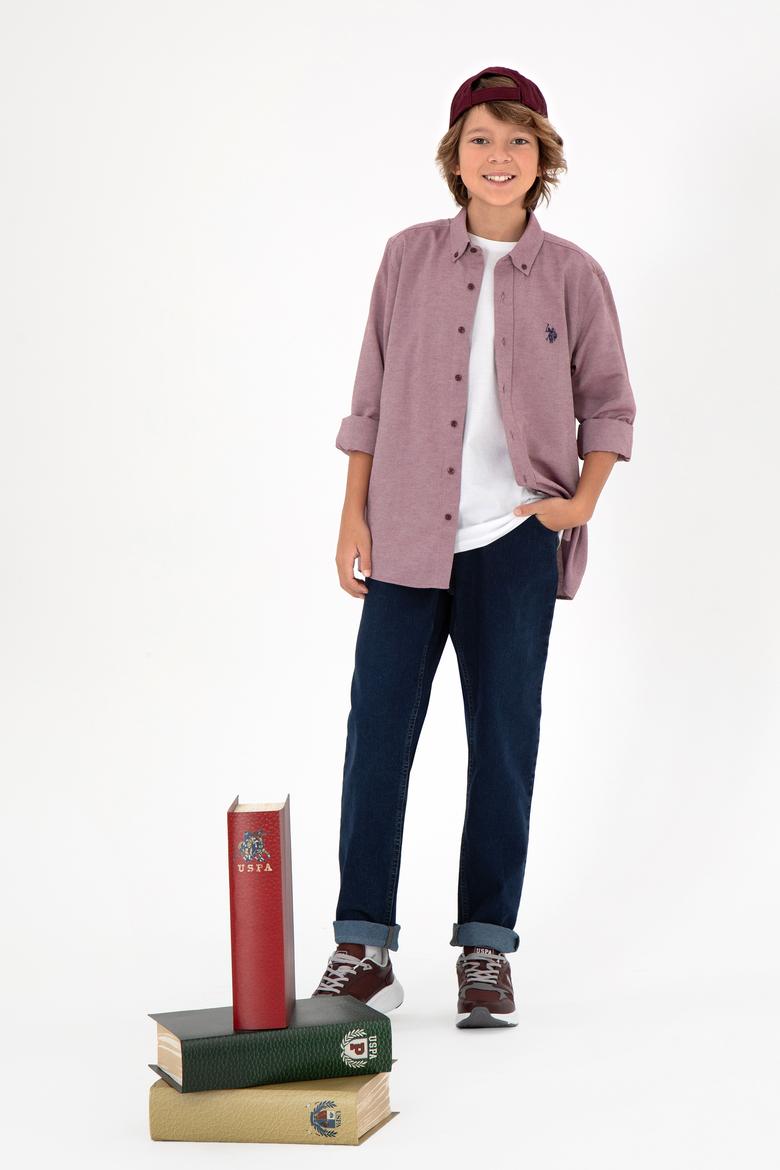 Erkek Çocuk Bordo Uzun Kollu Basic Gömlek - 50297377027