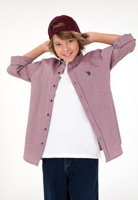 Erkek Çocuk Bordo Uzun Kollu Basic Gömlek - 50297377027