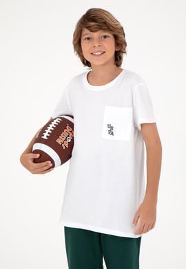 Erkek Çocuk Beyaz Bisiklet Yaka Tişört - 50298096009