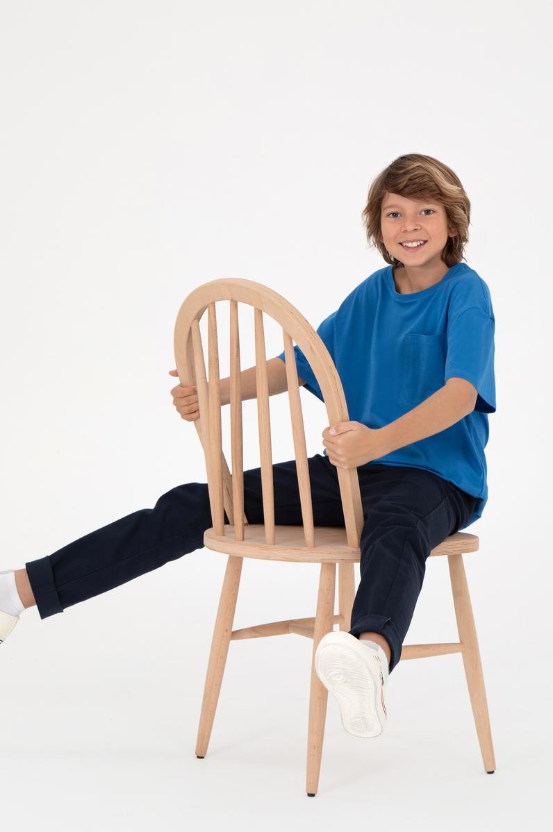 Erkek Çocuk Kobalt Bisiklet Yaka Tişört