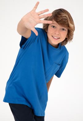 Erkek Çocuk Kobalt Bisiklet Yaka Tişört - 50295428067