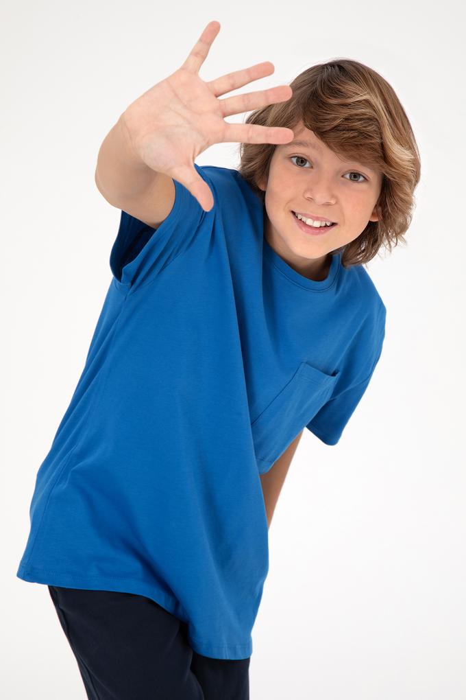 Erkek Çocuk Kobalt Bisiklet Yaka Tişört