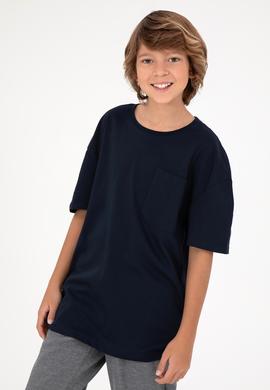 Erkek Çocuk Lacivert Bisiklet Yaka Tişört - 50295428050