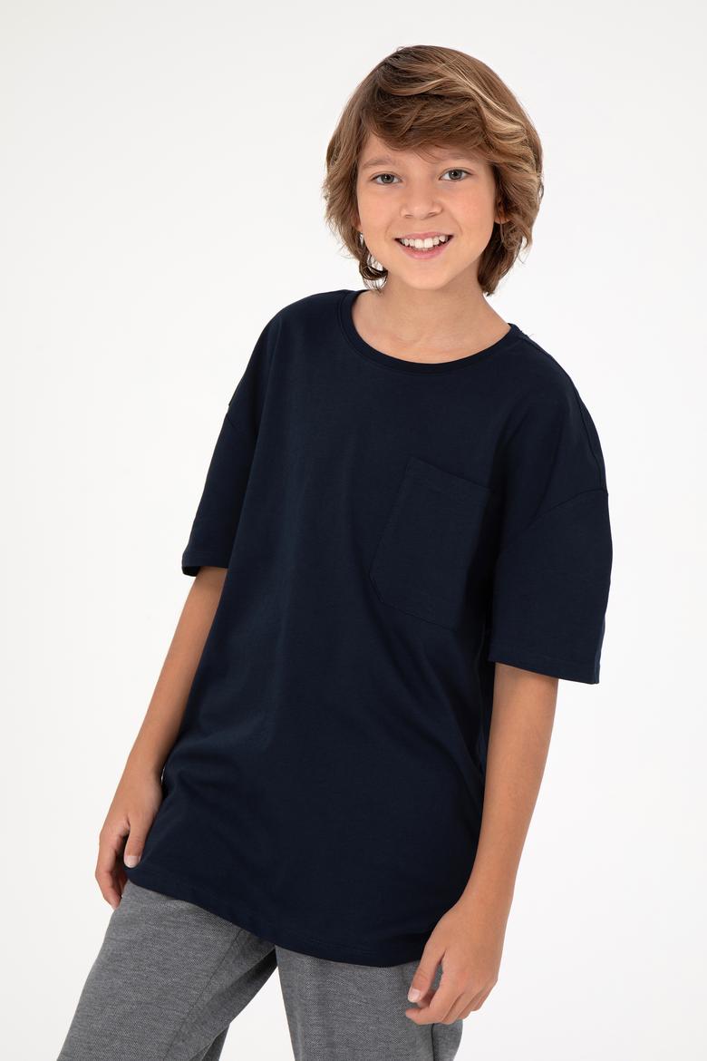 Erkek Çocuk Lacivert Bisiklet Yaka Tişört