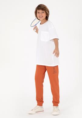 Erkek Çocuk Beyaz Bisiklet Yaka Tişört - 50295428004