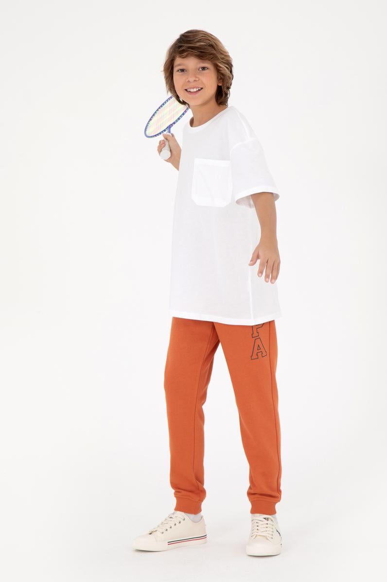 Erkek Çocuk Beyaz Bisiklet Yaka Tişört