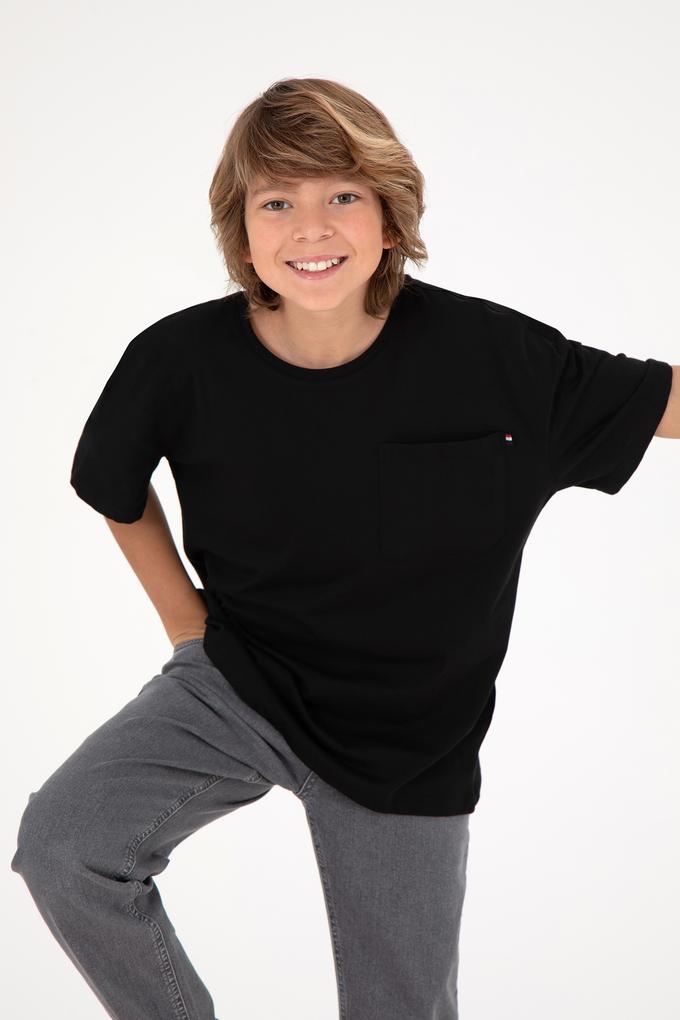 Erkek Çocuk Siyah Bisiklet Yaka Tişört