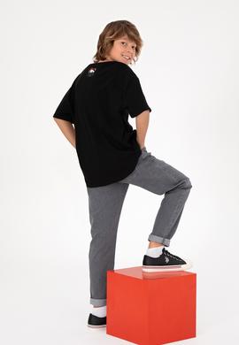 Erkek Çocuk Siyah Bisiklet Yaka Tişört - 50295428057