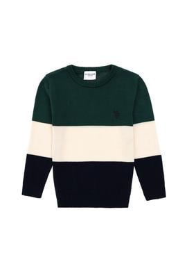 Erkek Çocuk Koyu Yeşil Bisiklet Yaka Kazak - 50295544018