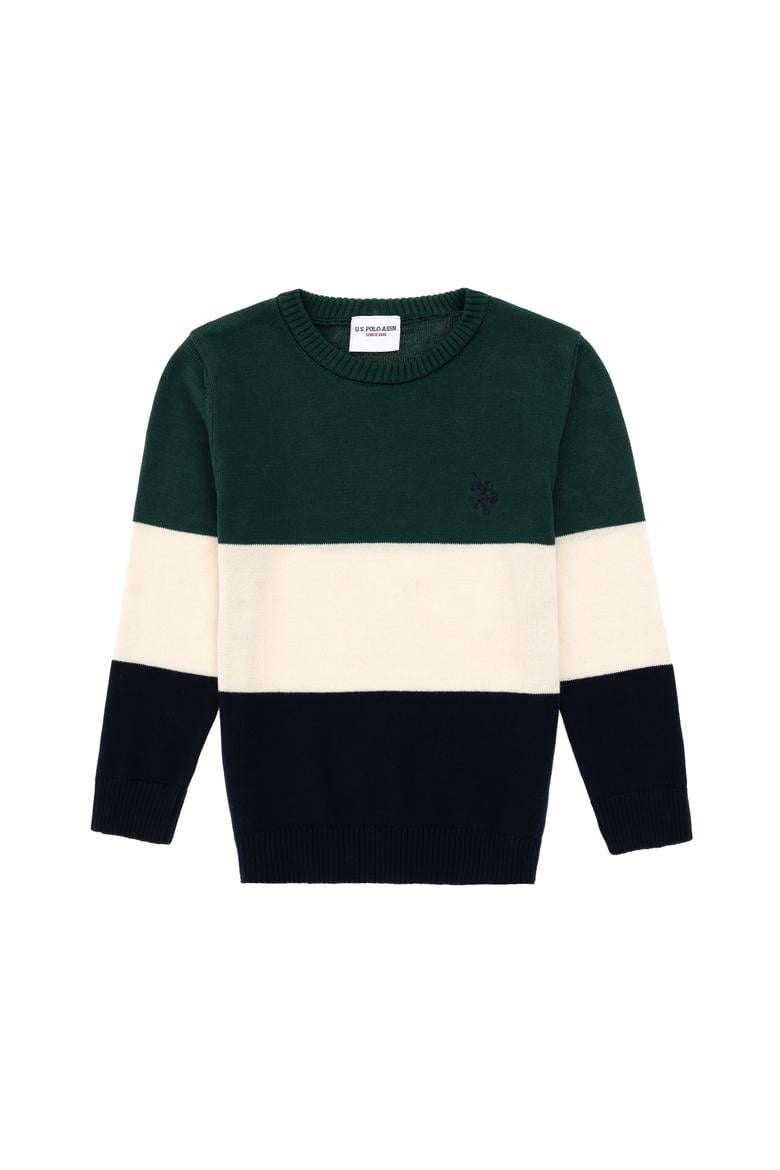 Erkek Çocuk Koyu Yeşil Bisiklet Yaka Kazak - 50295544018