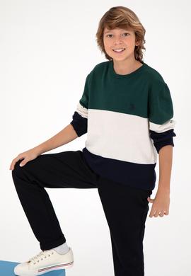 Erkek Çocuk Koyu Yeşil Bisiklet Yaka Kazak - 50295544018