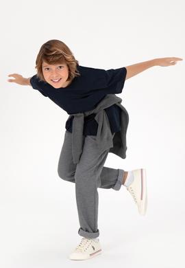 Erkek Çocuk Açık Gri Kanvas Pantolon - 50298548005