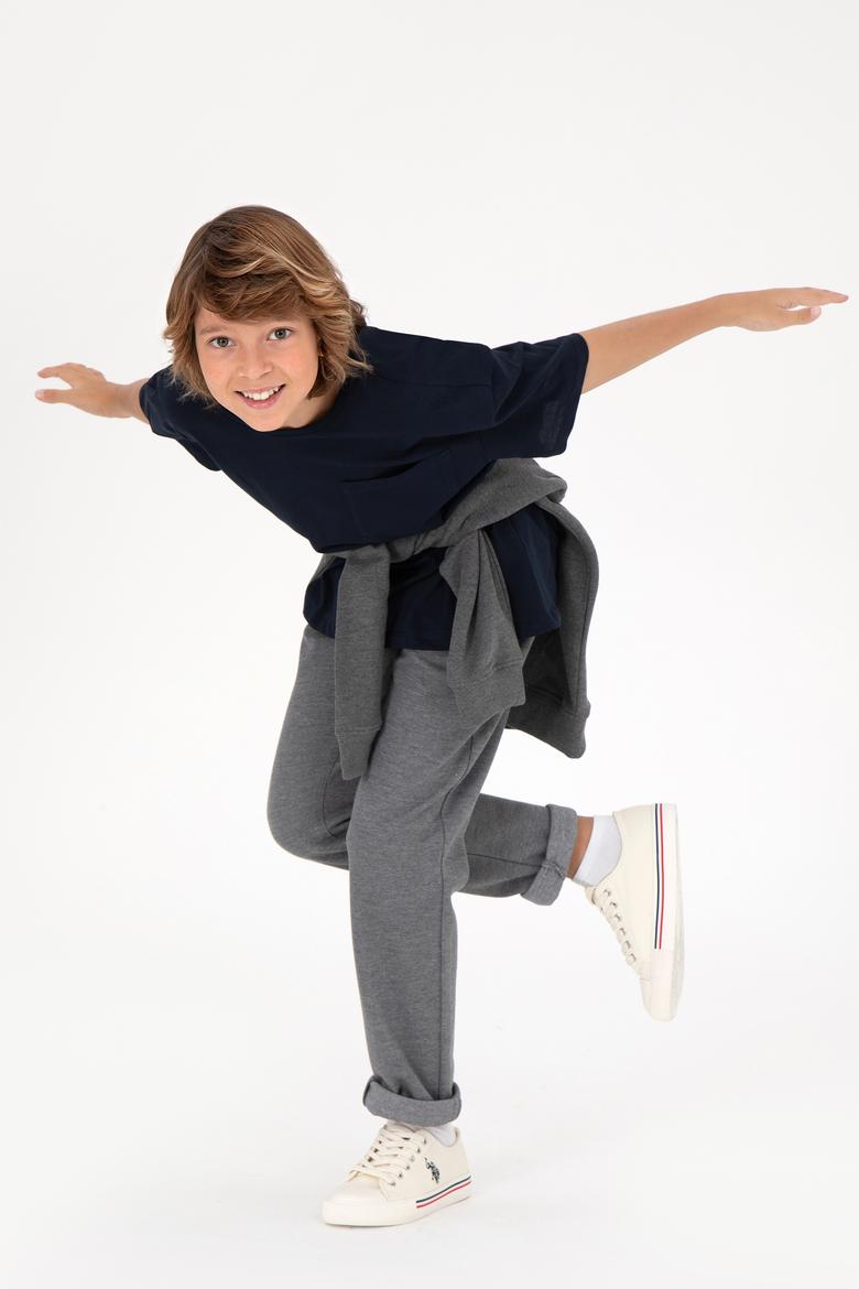 Erkek Çocuk Açık Gri Kanvas Pantolon