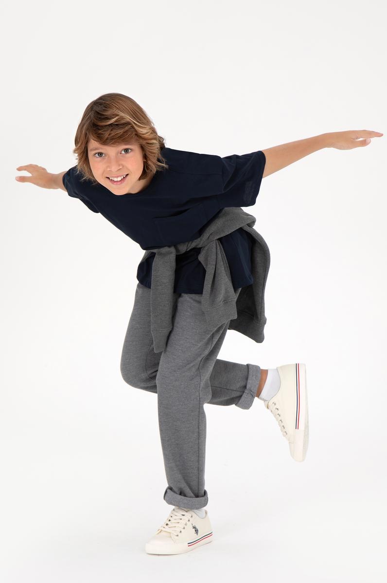 Erkek Çocuk Açık Gri Kanvas Pantolon