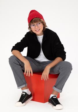 Erkek Çocuk Fermuarlı Siyah Polar Sweatshirt - 50298067094