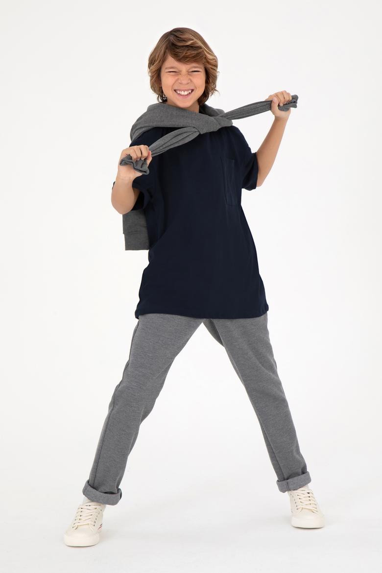 Erkek Çocuk Açık Gri Kanvas Pantolon - 50298548005