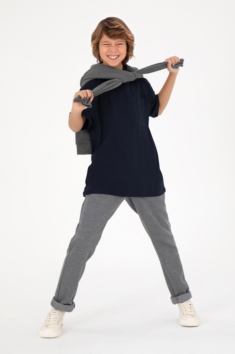 Erkek Çocuk Açık Gri Kanvas Pantolon