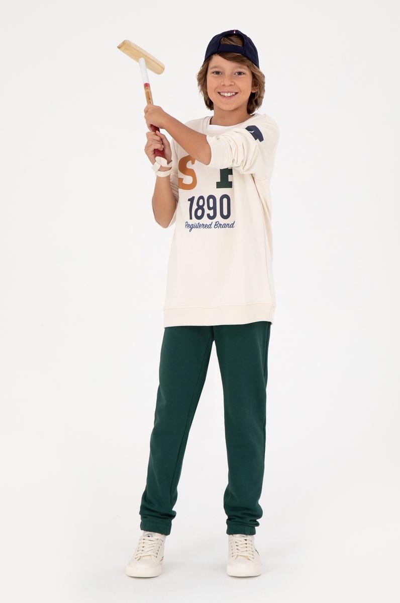 Erkek Çocuk Krem Bisiklet Yaka Tişört