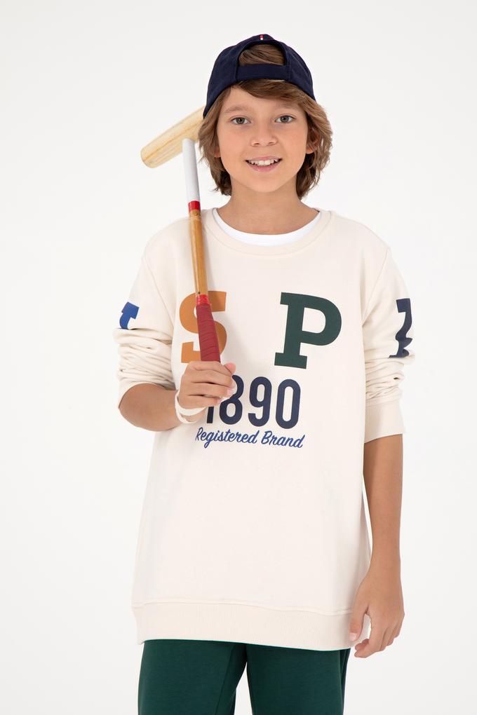 Erkek Çocuk Krem Bisiklet Yaka Tişört