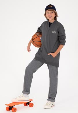 Erkek Çocuk Yarım Fermuarlı Antrasit Sweatshirt - 50293774003