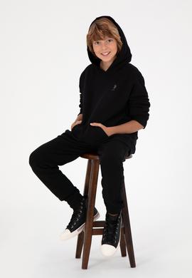 Erkek Çocuk Siyah Basic Kapüşonlu Sweatshirt - 50298269016