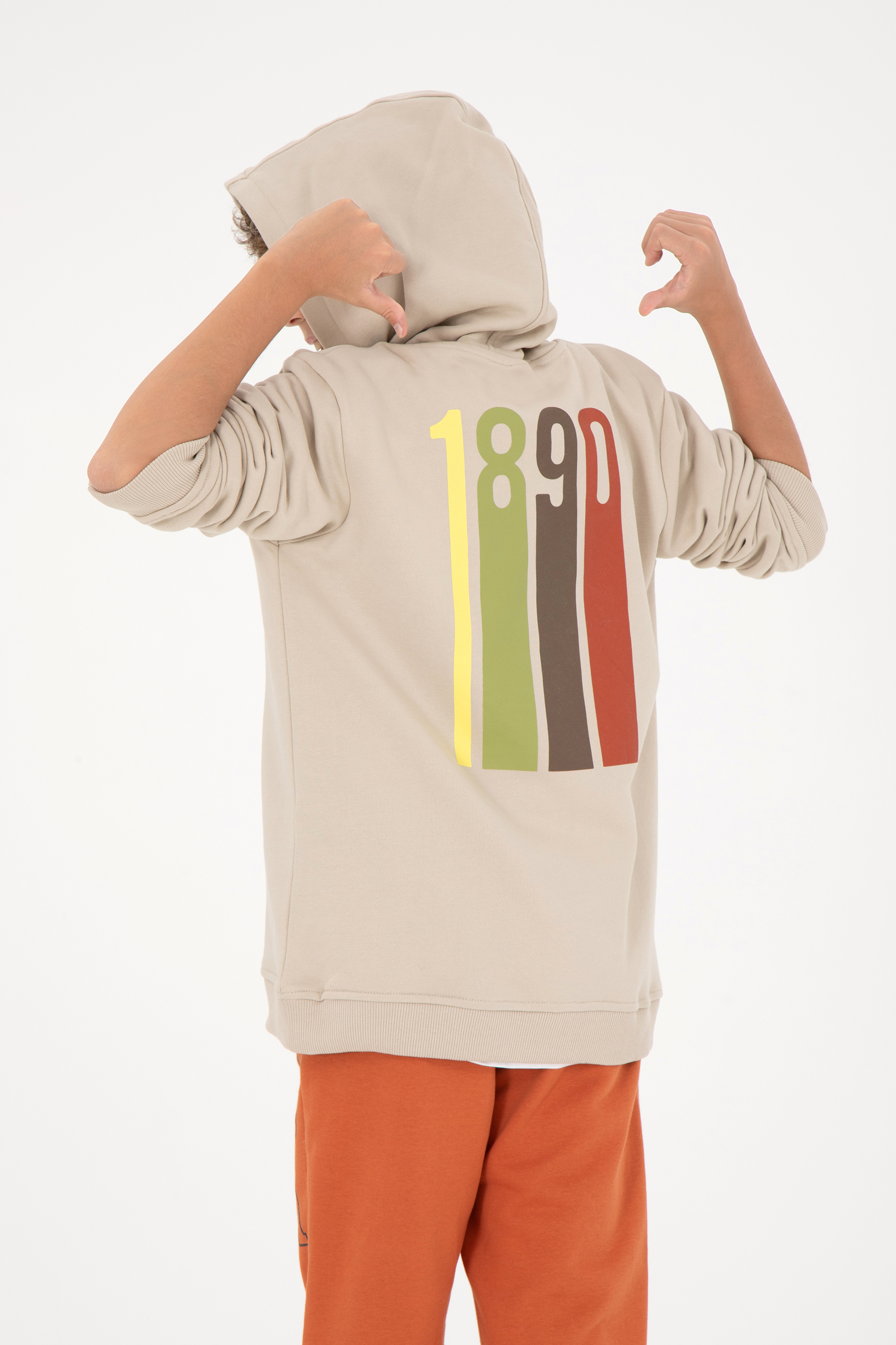 Erkek Çocuk Taş Kapüşonlu Sweatshirt - Image 3