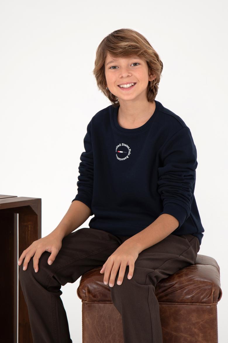Erkek Çocuk Lacivert Basic Bisiklet Yaka Sweatshirt
