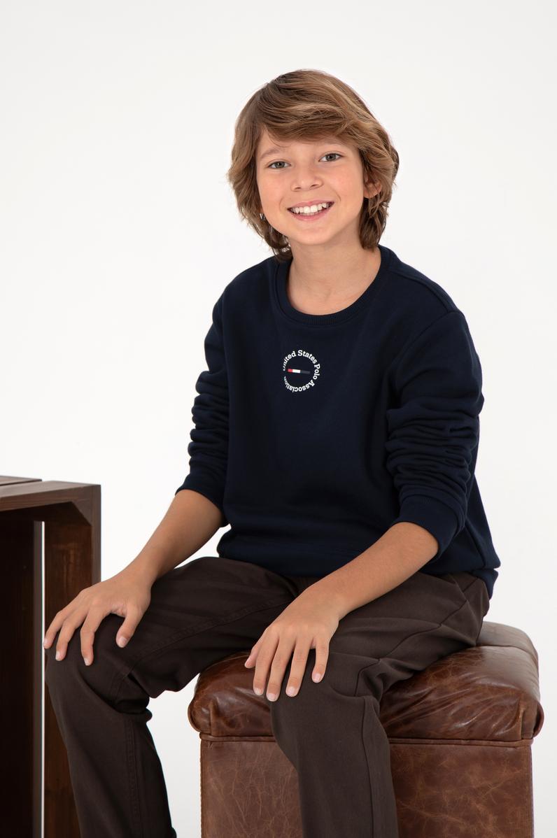 Erkek Çocuk Lacivert Basic Bisiklet Yaka Sweatshirt