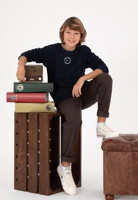 Erkek Çocuk Lacivert Basic Bisiklet Yaka Sweatshirt - 50293592018