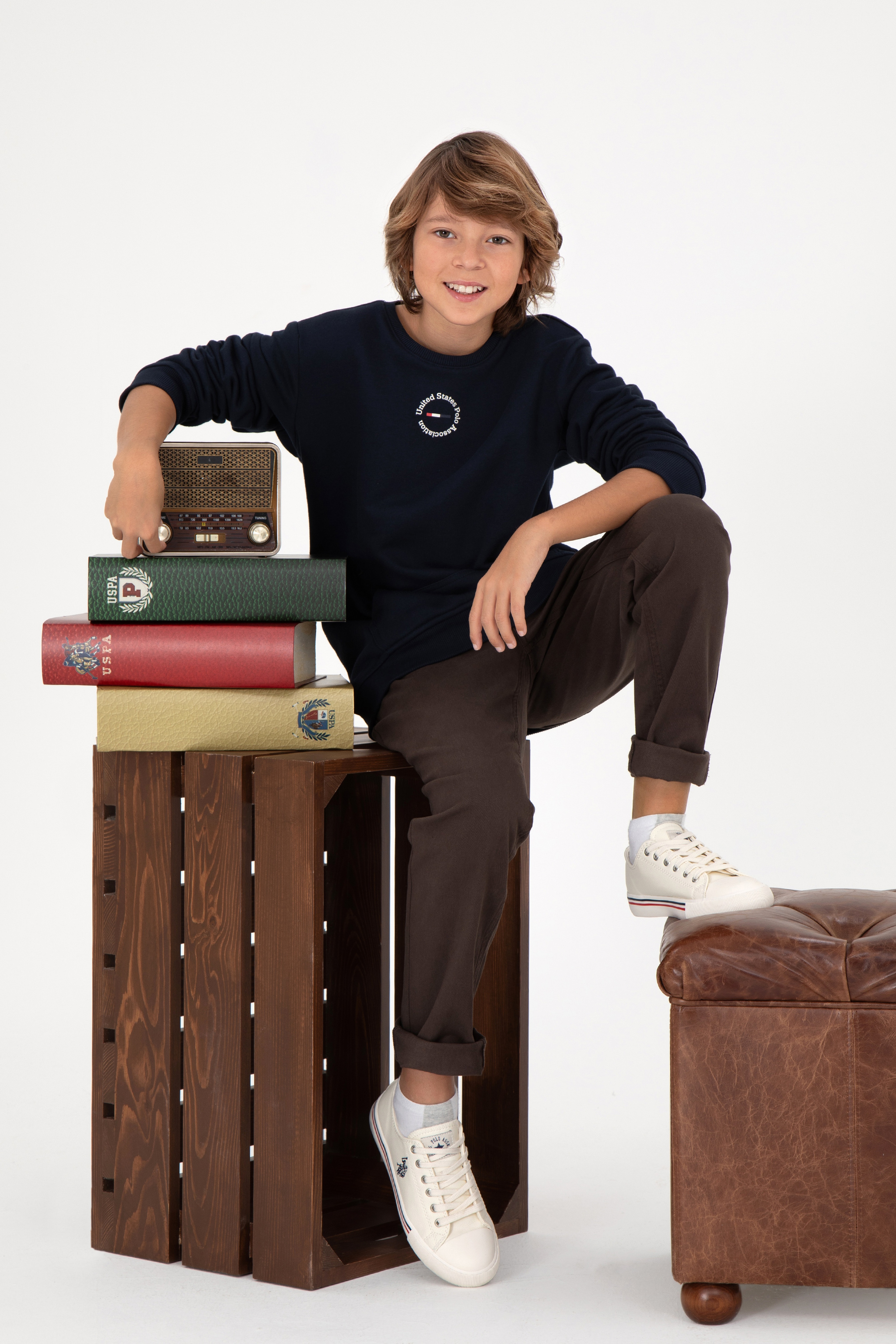 Erkek Çocuk Lacivert Basic Bisiklet Yaka Sweatshirt - Image 2