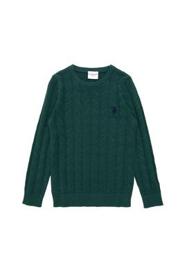 Erkek Çocuk Koyu Yeşil Basic Bisiklet Yaka Kazak - 50293551077