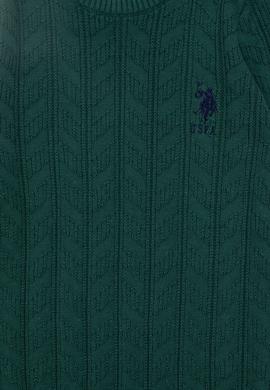 Erkek Çocuk Koyu Yeşil Basic Bisiklet Yaka Kazak - 50293551077