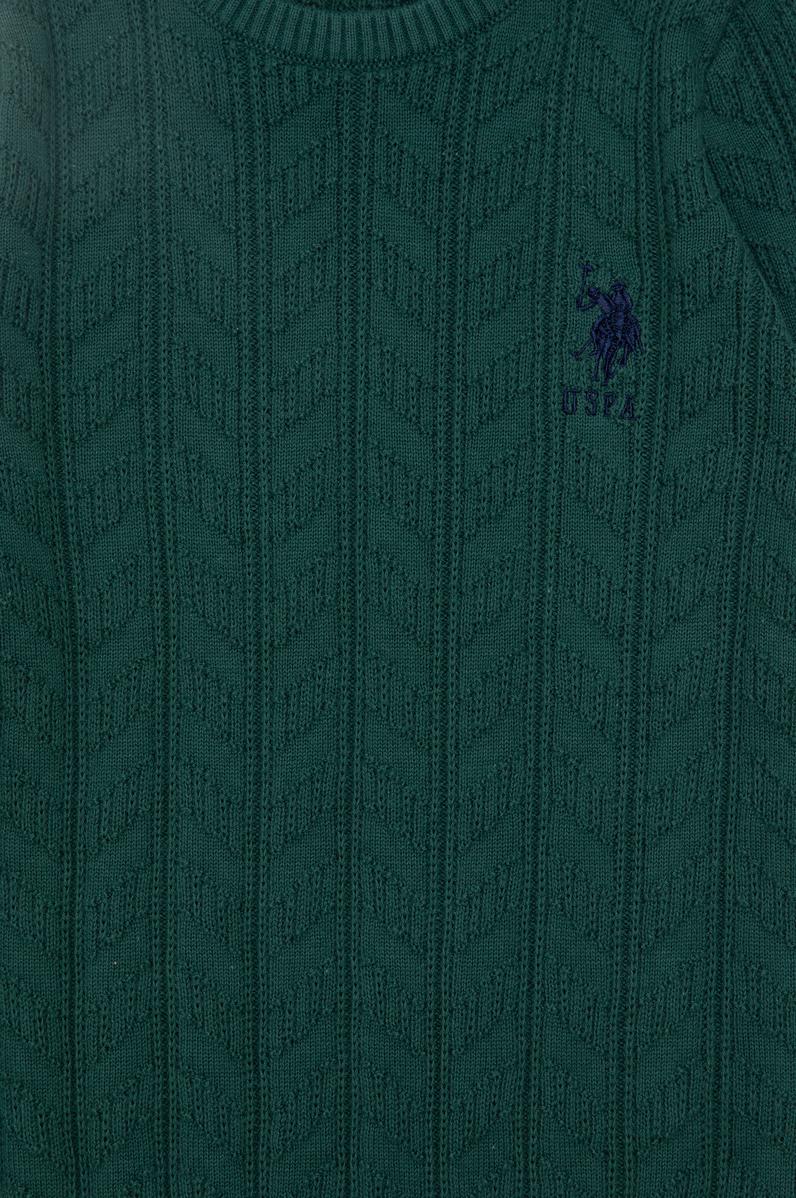 Erkek Çocuk Koyu Yeşil Basic Bisiklet Yaka Kazak