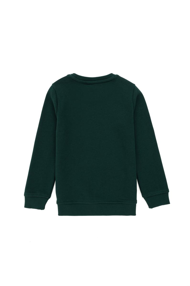 Erkek Çocuk Koyu Yeşil Basic Bisiklet Yaka Sweatshirt