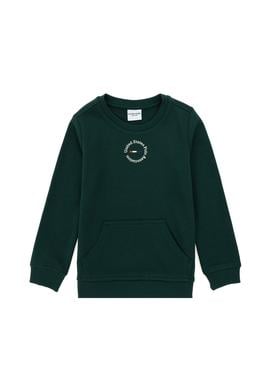 Erkek Çocuk Koyu Yeşil Basic Bisiklet Yaka Sweatshirt - 50293592065