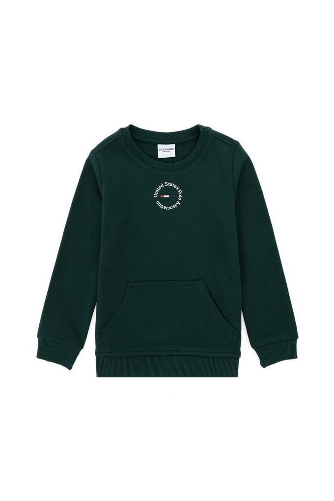 Erkek Çocuk Koyu Yeşil Basic Bisiklet Yaka Sweatshirt