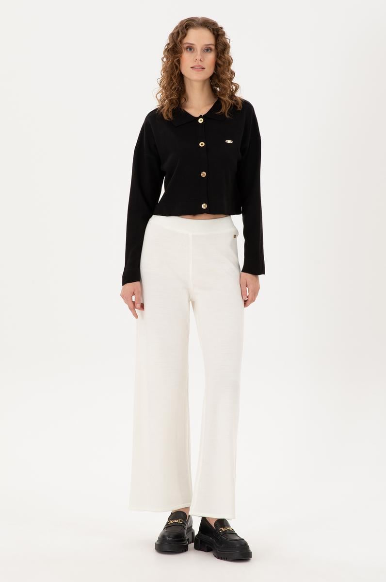 Kadın Kum Loose Fit Triko Pantolon