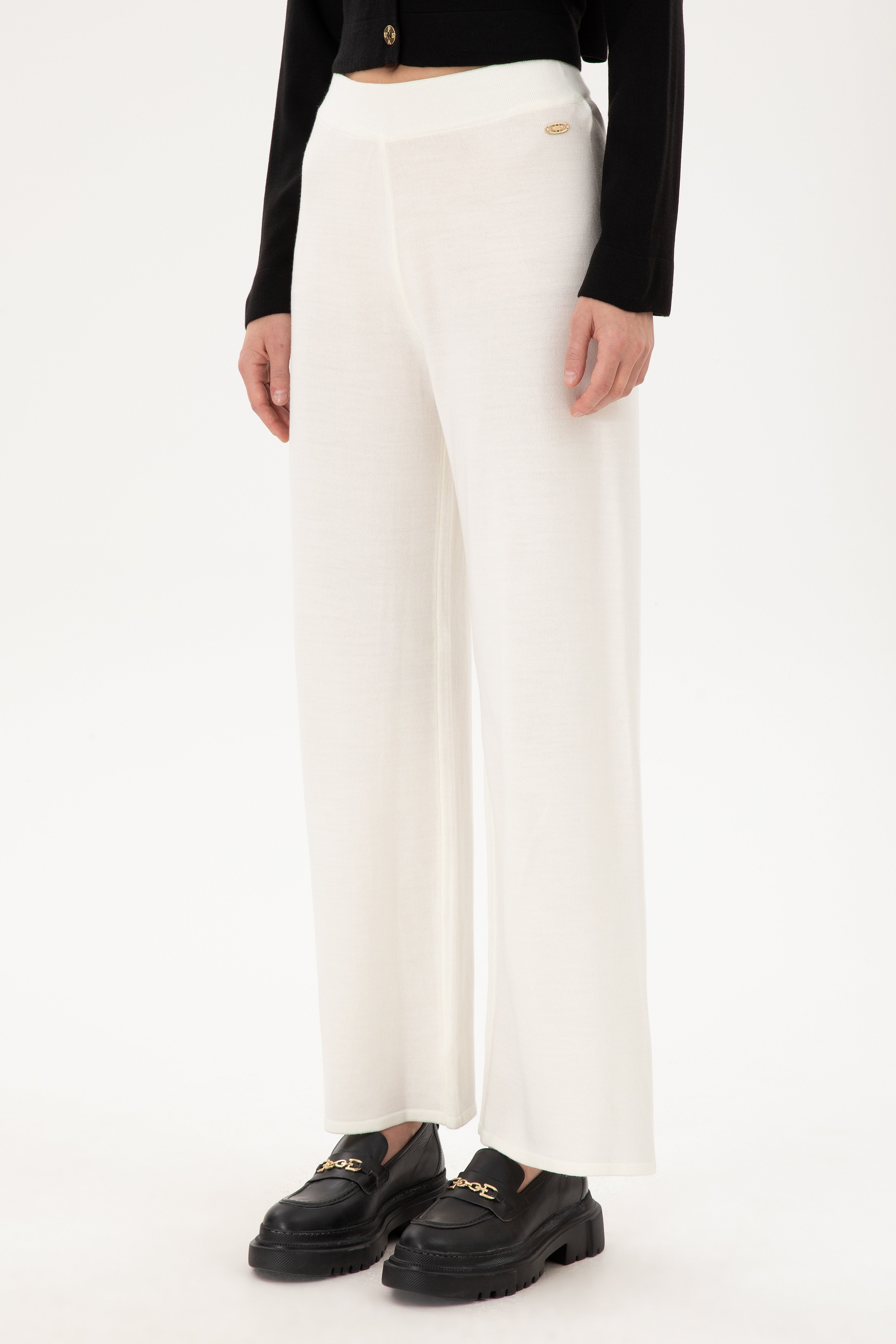 Kadın Kum Loose Fit Triko Pantolon - Image 2