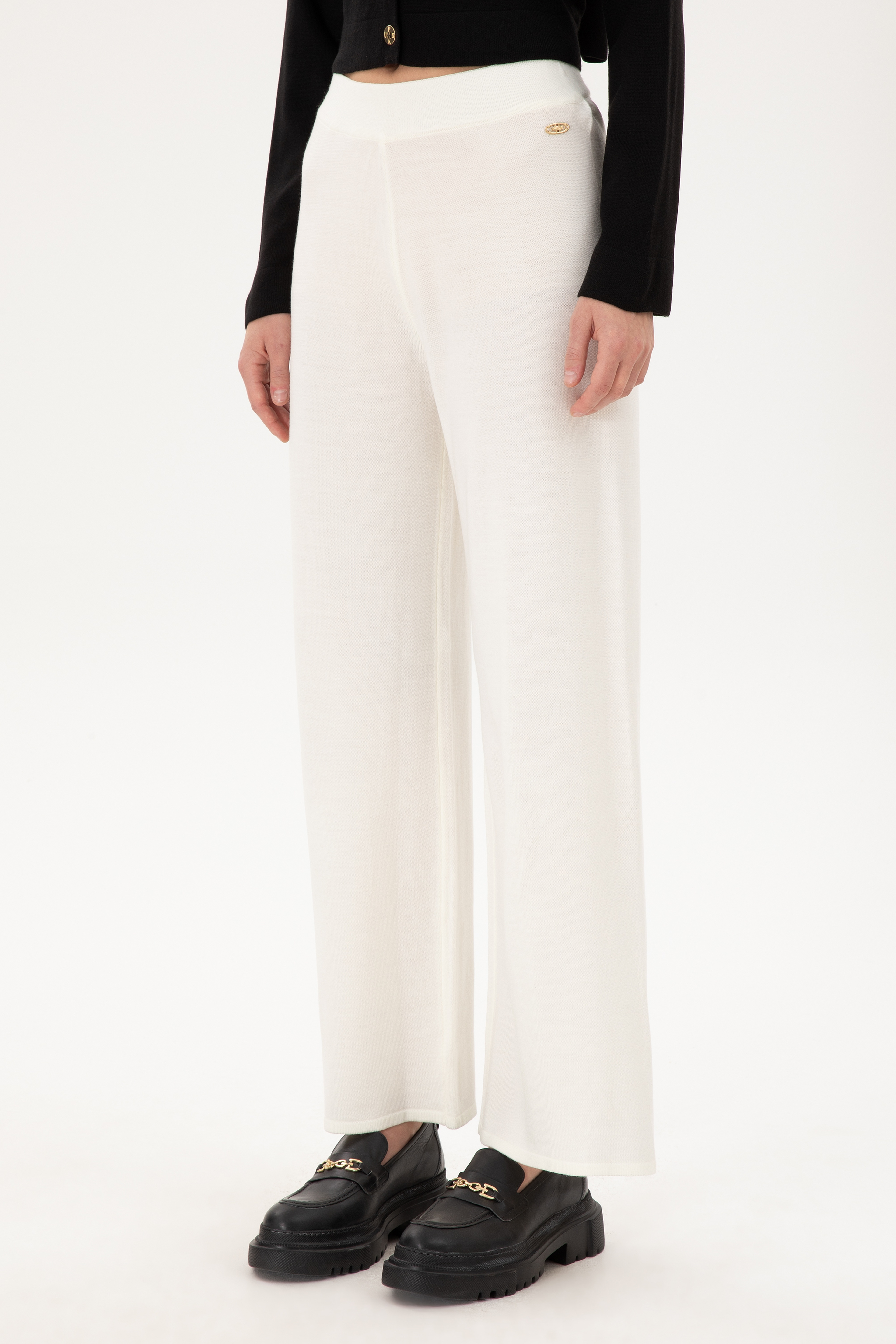 Kadın Kum Loose Fit Triko Pantolon