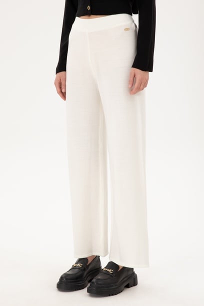 Kadın Kum Loose Fit Triko Pantolon