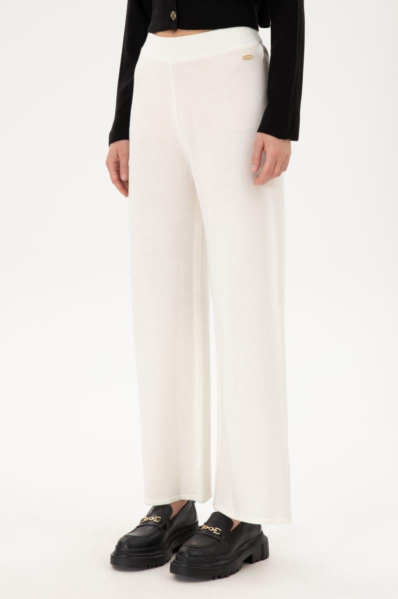 Kadın Kum Loose Fit Triko Pantolon