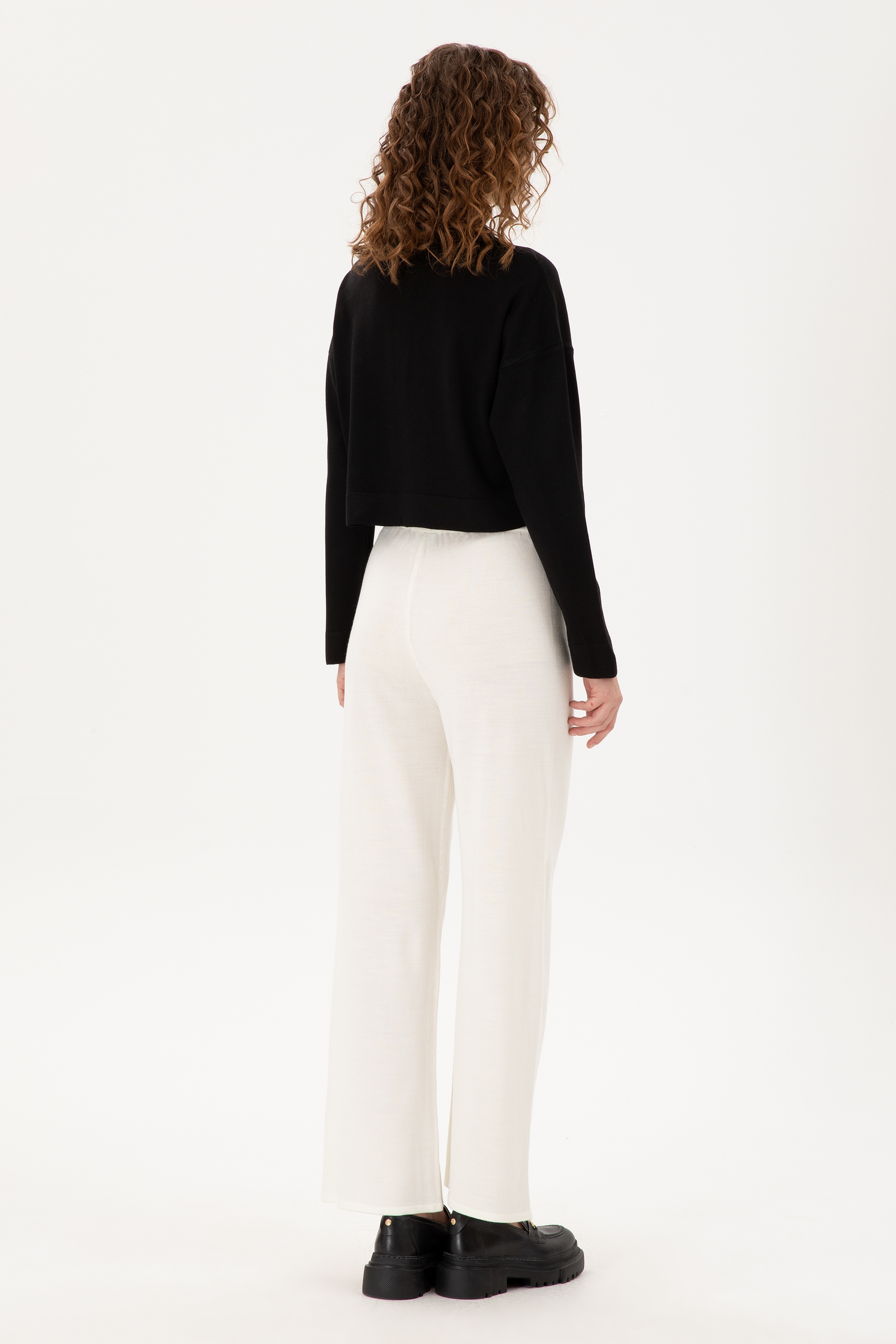 Kadın Kum Loose Fit Triko Pantolon - Image 4