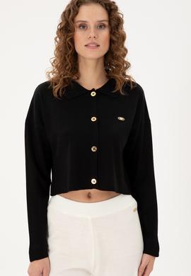 Kadın Siyah Triko Hırka - 50297152023