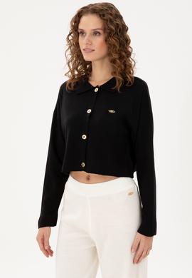 Kadın Siyah Triko Hırka - 50297152023