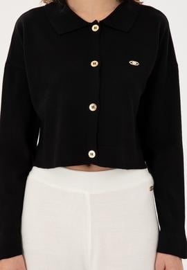 Kadın Siyah Triko Hırka - 50297152023